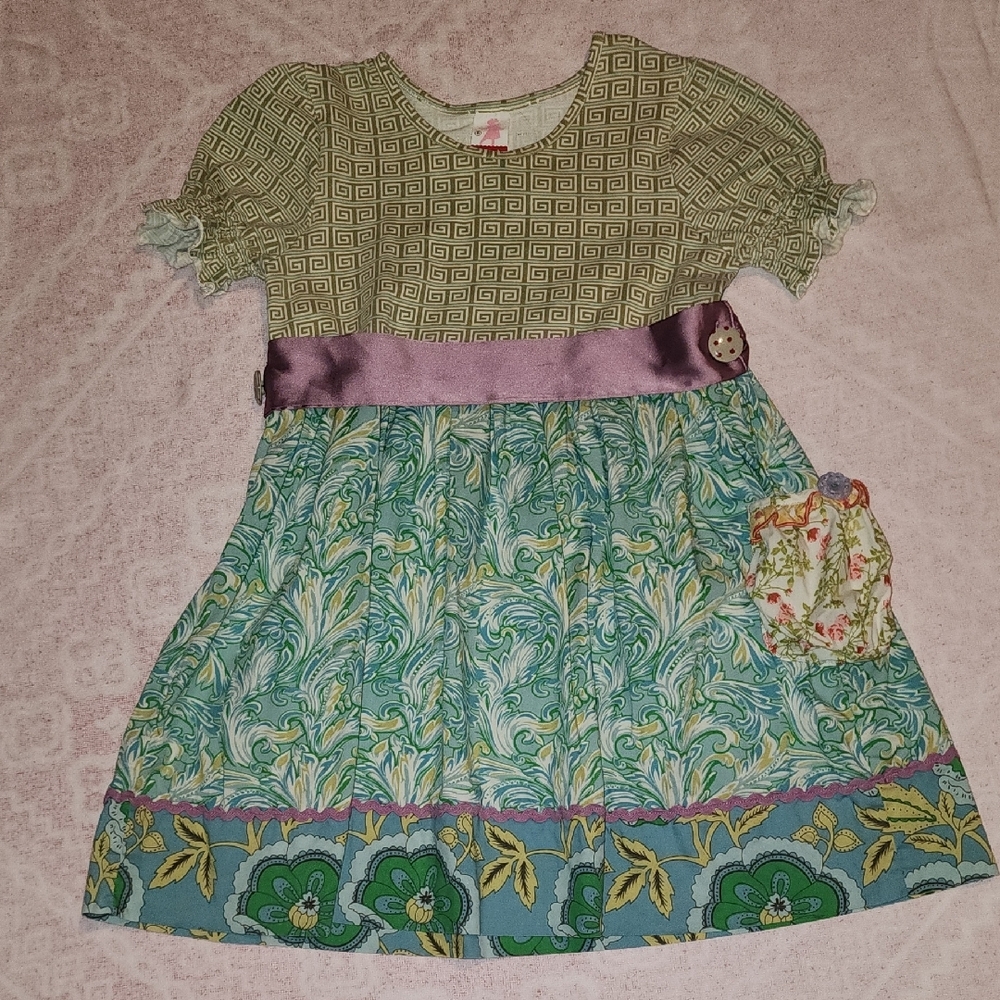 Matilda Jane Green Puff Sleeve Dress Size 6